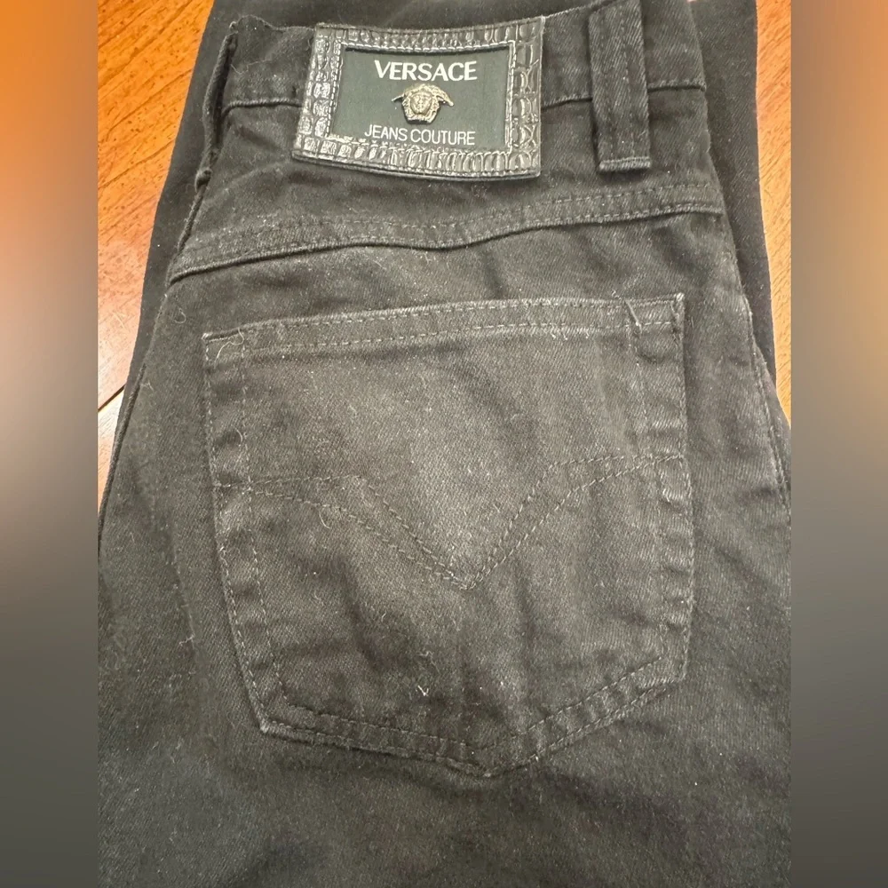 Vintage Versace Jeans Couture Black Jeans Size 24, Size 0 - Picture 2 of 10